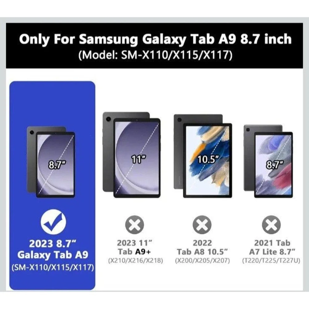 Black Rugged Protective Case for Samsung Galaxy Tab A9